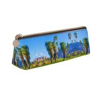WXWJSHMGC Palm Tree Golf Course Print Leather Pencil Case,Fountain Pen Case,Personalised Portable Big Capacity Study Pencil Case for Secondary School Girls Boys