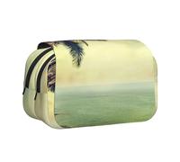 WXWJSHMGC Palm Tree Rocky Shore Print Pen Case Bag - Portable Double Layer Storage Pencil Bag for Child, Girls, Boys and Adults