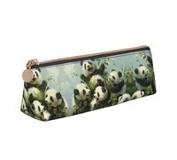 WXWJSHMGC Pandas Print Leather Pencil Case,Fountain Pen Case,Personalised Portable Big Capacity Study Pencil Case for Secondary School Girls Boys