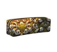 WXWJSHMGC Pandas Print Leather Pencil Case Simple,with Metallic Zipper Pocket,Storage Pouch for Girls Boys Student College Middle School