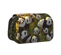WXWJSHMGC Pandas Print Pen Case Bag - Portable Double Layer Storage Pencil Bag for Child, Girls, Boys and Adults