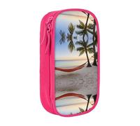 WXWJSHMGC Paradise Beach with Hammock Coconut Palm Trees Print Large Capacity Double Layer Pencil Case with Zipper - Durable Fabric School Pouch for Pens,- Ideal for Students