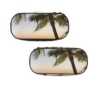 WXWJSHMGC Paradise Beach with Hammock Coconut Palm Trees Print Pencil Bag Large Pouch Bag with 3 Compartments Pen Case Card Coin Holder for Boys Girls School Stationery