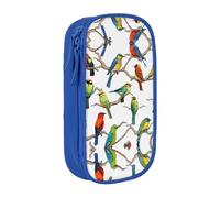 WXWJSHMGC Parrot Birds and Tropical Tree Print Large Capacity Double Layer Pencil Case with Zipper â€“ Durable Fabric School Pouch for Pens,â€“ Ideal for Students