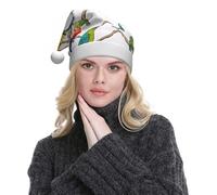 WXWJSHMGC Parrot Birds And Tropical Tree Print Plush Christmas Hat Unisex Xmas Holiday Hat For Christmas New Year Festive Holiday Partyï¼ˆ2pcs