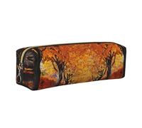 WXWJSHMGC Pathway in The Woods Covered Print Leather Pencil Case Simple,with Metallic Zipper Pocket,Storage Pouch for Girls Boys Student College Middle School