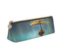 WXWJSHMGC Peaceful Lake and A Tree Print Leather Pencil Case,Fountain Pen Case,Personalised Portable Big Capacity Study Pencil Case for Secondary School Girls Boys