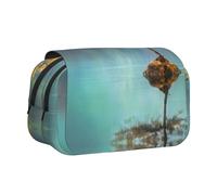 WXWJSHMGC Peaceful Lake and A Tree Print Pen Case Bag - Portable Double Layer Storage Pencil Bag for Child, Girls, Boys and Adults
