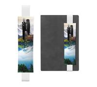 WXWJSHMGC Peaceful Lake Print 2pcs Adjustable Elastic Band Pen Holder Pu Leather Pen Sleeve Pouch for Hardcover Journals, Notebooks for Back to School Gift