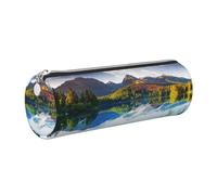 WXWJSHMGC Peaceful Lake Print Leather Pencil Case Zipper Pen Makeup Cosmetic Holder Pouch Stationery Bag for School, Work, Office