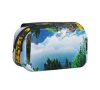 WXWJSHMGC Peaceful Lake Print Pen Case Bag - Portable Double Layer Storage Pencil Bag for Child, Girls, Boys and Adults