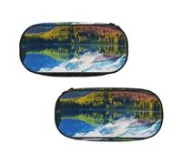 WXWJSHMGC Peaceful Lake Print Pencil Bag Large Pouch Bag with 3 Compartments Pen Case Card Coin Holder for Boys Girls School Stationery