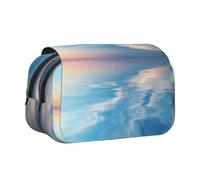 WXWJSHMGC Peaceful Seascape Print Pen Case Bag - Portable Double Layer Storage Pencil Bag for Child, Girls, Boys and Adults