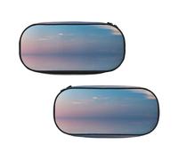 WXWJSHMGC Peaceful Seascape Print Pencil Bag Large Pouch Bag with 3 Compartments Pen Case Card Coin Holder for Boys Girls School Stationery