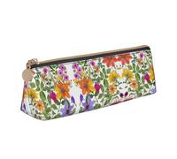 WXWJSHMGC Peach Peony Print Leather Pencil Case,Fountain Pen Case,Personalised Portable Big Capacity Study Pencil Case for Secondary School Girls Boys