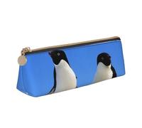 WXWJSHMGC Penguin Print Leather Pencil Case,Fountain Pen Case,Personalised Portable Big Capacity Study Pencil Case for Secondary School Girls Boys