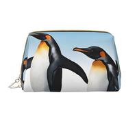 WXWJSHMGC Penguin Print Makeup Bag Portable Leather Waterproof Cosmetic Bag Clutch Makeup Brush Bag (6.7x4.3in)