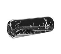 WXWJSHMGC Piano Keys with Musical Notes Print Leather Pencil Case Zipper Pen Makeup Cosmetic Holder Pouch Stationery Bag for School, Work, Office