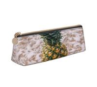WXWJSHMGC Pineapple On Beach Print Leather Pencil Case,Fountain Pen Case,Personalised Portable Big Capacity Study Pencil Case for Secondary School Girls Boys