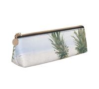 WXWJSHMGC Pineapple Painting Print Leather Pencil Case,Fountain Pen Case,Personalised Portable Big Capacity Study Pencil Case for Secondary School Girls Boys