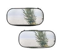 WXWJSHMGC Pineapple Painting Print Pencil Bag Large Pouch Bag with 3 Compartments Pen Case Card Coin Holder for Boys Girls School Stationery