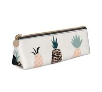 WXWJSHMGC Pineapple Print Leather Pencil Case,Fountain Pen Case,Personalised Portable Big Capacity Study Pencil Case for Secondary School Girls Boys