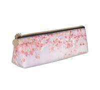 WXWJSHMGC Pink Cherry Print Leather Pencil Case,Fountain Pen Case,Personalised Portable Big Capacity Study Pencil Case for Secondary School Girls Boys
