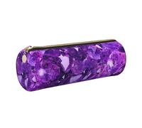 WXWJSHMGC Pink Crystal Diamond Print Leather Pencil Case Zipper Pen Makeup Cosmetic Holder Pouch Stationery Bag for School, Work, Office