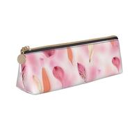 WXWJSHMGC Pink Petals Print Leather Pencil Case,Fountain Pen Case,Personalised Portable Big Capacity Study Pencil Case for Secondary School Girls Boys