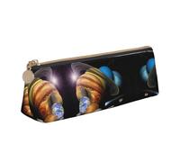 WXWJSHMGC Planet Pattern Print Leather Pencil Case,Fountain Pen Case,Personalised Portable Big Capacity Study Pencil Case for Secondary School Girls Boys