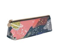 WXWJSHMGC Planet Print Leather Pencil Case,Fountain Pen Case,Personalised Portable Big Capacity Study Pencil Case for Secondary School Girls Boys