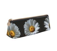 WXWJSHMGC Pretty Daisy Print Leather Pencil Case,Fountain Pen Case,Personalised Portable Big Capacity Study Pencil Case for Secondary School Girls Boys