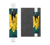 WXWJSHMGC Pretty Flower Print 2pcs Adjustable Elastic Band Pen Holder Pu Leather Pen Sleeve Pouch for Hardcover Journals, Notebooks for Back to School Gift