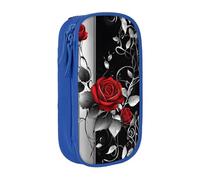 WXWJSHMGC Pretty Roses Print Large Capacity Double Layer Pencil Case with Zipper â€“ Durable Fabric School Pouch for Pens,â€“ Ideal for Students