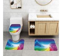 WXWJSHMGC Rainbow background print 3 Piece Super Plush Non-Slip Bath Mat Rug Set Toilet Carpet Rugs
