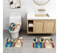 WXWJSHMGC Rainbow Butterfly print 3 Piece Super Plush Non-Slip Bath Mat Rug Set Toilet Carpet Rugs
