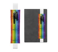 WXWJSHMGC Rainbow Colored Wood Background Print 2pcs Adjustable Elastic Band Pen Holder Pu Leather Pen Sleeve Pouch for Hardcover Journals, Notebooks for Back to School Gift