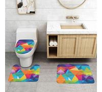 WXWJSHMGC Rainbow Geometric print 3 Piece Super Plush Non-Slip Bath Mat Rug Set Toilet Carpet Rugs
