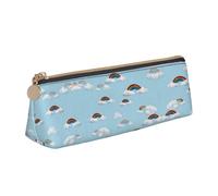 WXWJSHMGC Rainbows Print Leather Pencil Case,Fountain Pen Case,Personalised Portable Big Capacity Study Pencil Case for Secondary School Girls Boys