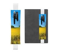 WXWJSHMGC Rape Flower Field Print 2pcs Adjustable Elastic Band Pen Holder Pu Leather Pen Sleeve Pouch for Hardcover Journals, Notebooks for Back to School Gift
