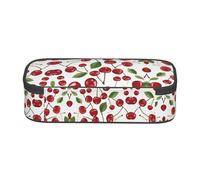 WXWJSHMGC Red Cherries Print Pencil Case - Cute Pencil Case with Zip Closure Large Pencil Box for Student