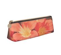 WXWJSHMGC Red Flower Petals Print Leather Pencil Case,Fountain Pen Case,Personalised Portable Big Capacity Study Pencil Case for Secondary School Girls Boys