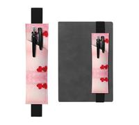 WXWJSHMGC Red Heart Pink Glitter Print 2pcs Adjustable Elastic Band Pen Holder Pu Leather Pen Sleeve Pouch for Hardcover Journals, Notebooks for Back to School Gift
