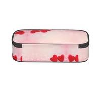 WXWJSHMGC Red Heart Pink Glitter Print Pencil Case - Cute Pencil Case with Zip Closure Large Pencil Box for Student