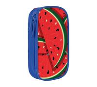 WXWJSHMGC Red Watermelon Print Large Capacity Double Layer Pencil Case with Zipper - Durable Fabric School Pouch for Pens,- Ideal for Students