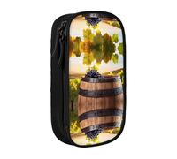 WXWJSHMGC Red Wine Print Large Capacity Double Layer Pencil Case with Zipper â€“ Durable Fabric School Pouch for Pens,â€“ Ideal for Students