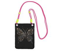 WXWJSHMGC Rhinestone Butterfly Print Mini Crossbody Phone Bag - Ladies Purse for Mobile and Smart Phones
