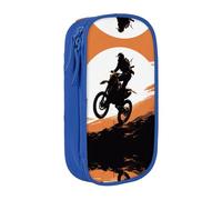 WXWJSHMGC Rider Silhouette Print Large Capacity Double Layer Pencil Case with Zipper â€“ Durable Fabric School Pouch for Pens,â€“ Ideal for Students