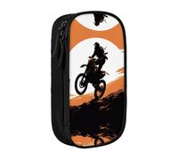 WXWJSHMGC Rider Silhouette Print Large Capacity Double Layer Pencil Case with Zipper â€“ Durable Fabric School Pouch for Pens,â€“ Ideal for Students