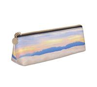 WXWJSHMGC Romantic White Sand Landscape Print Leather Pencil Case,Fountain Pen Case,Personalised Portable Big Capacity Study Pencil Case for Secondary School Girls Boys